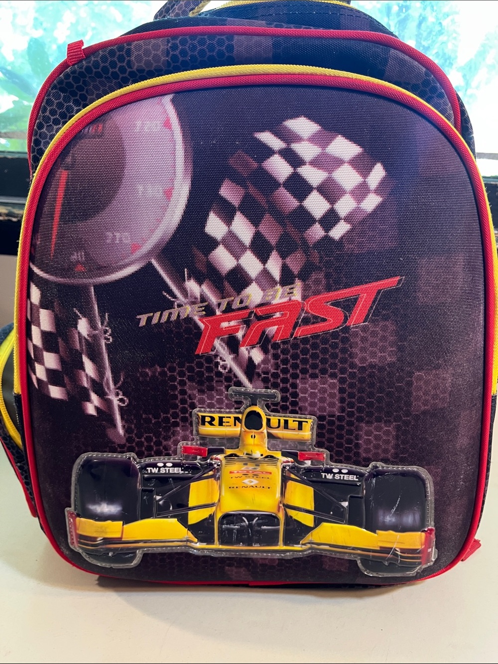 Kids Yellow Racing Car Backpack - Renault Motif